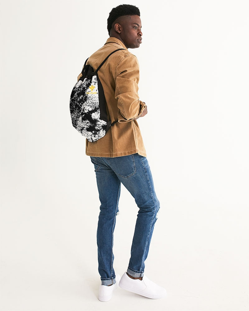 White and Black Tie Dye Canvas Drawstring Bag