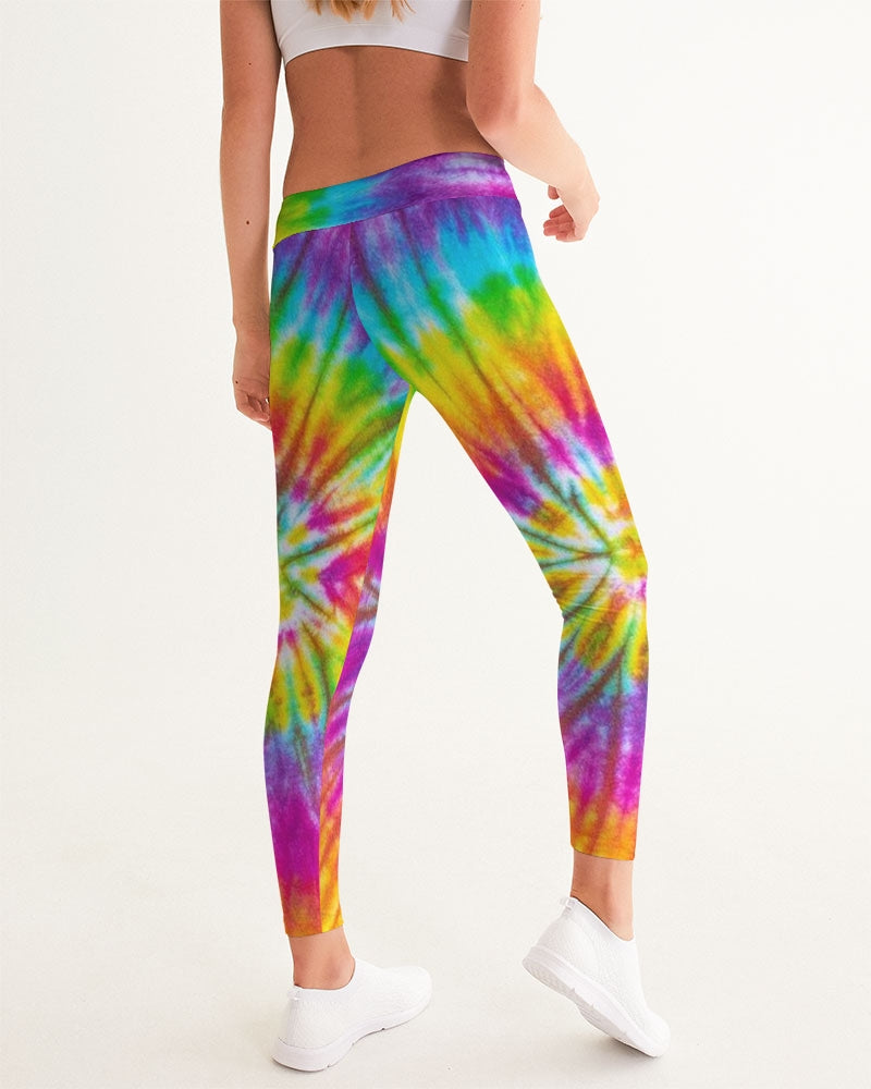 Tie Dye Pink and Black Women's All-Over Print Yoga Pants