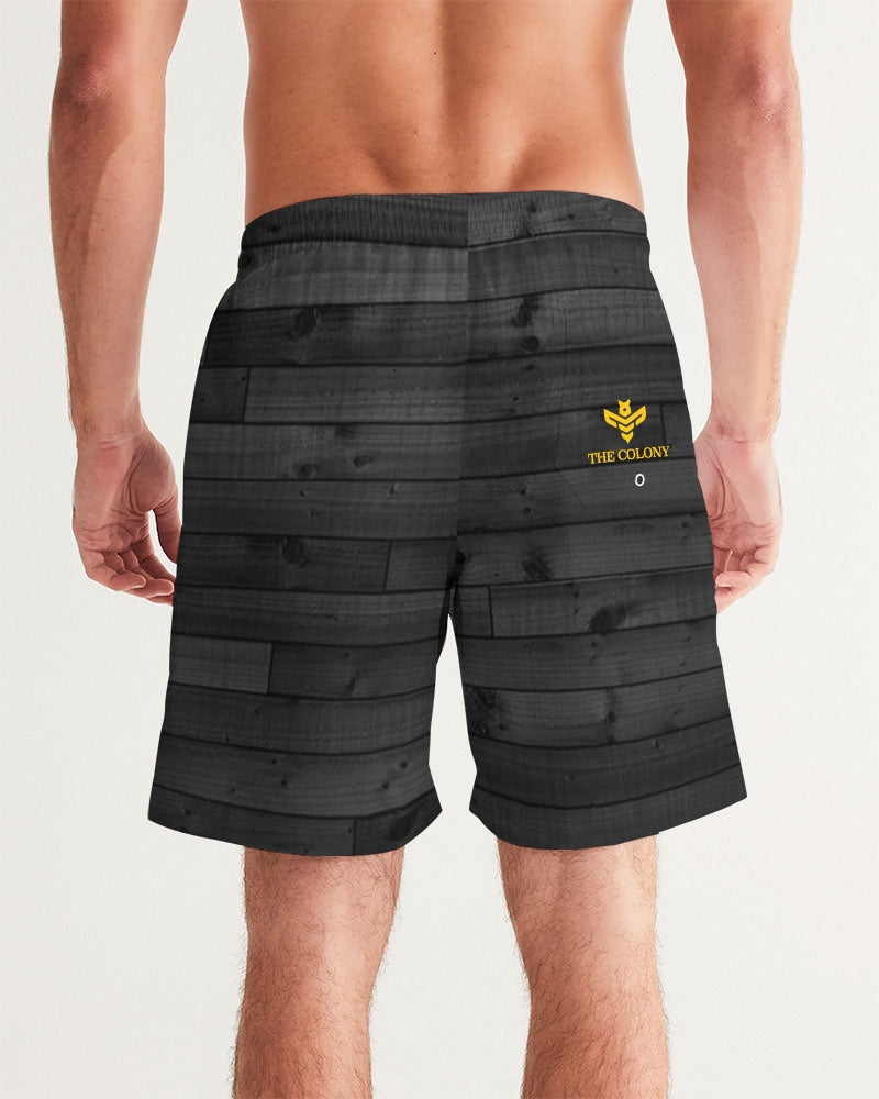 The Colony wood pattern Men's Swim Trunk