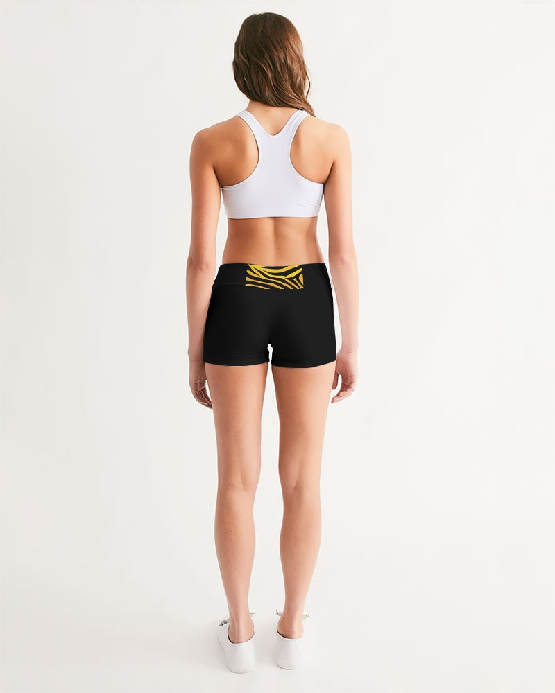 The Colony Queen Rules Black Leggings Women's All-Over Print Mid-Rise Yoga Shorts