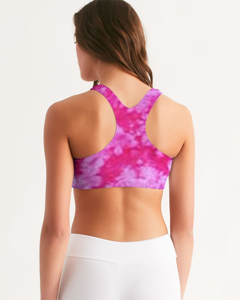 Hot Pink and Pink Women's All-Over Print Seamless Sports Bra