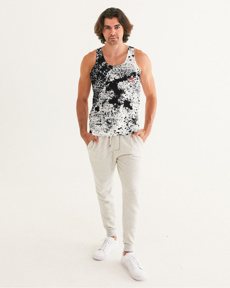 White and Black Tie Dye Men's Tank