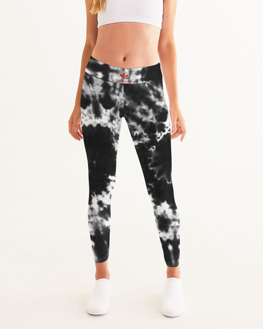 Black and White Tie dye Women's All-Over Print Yoga Pants