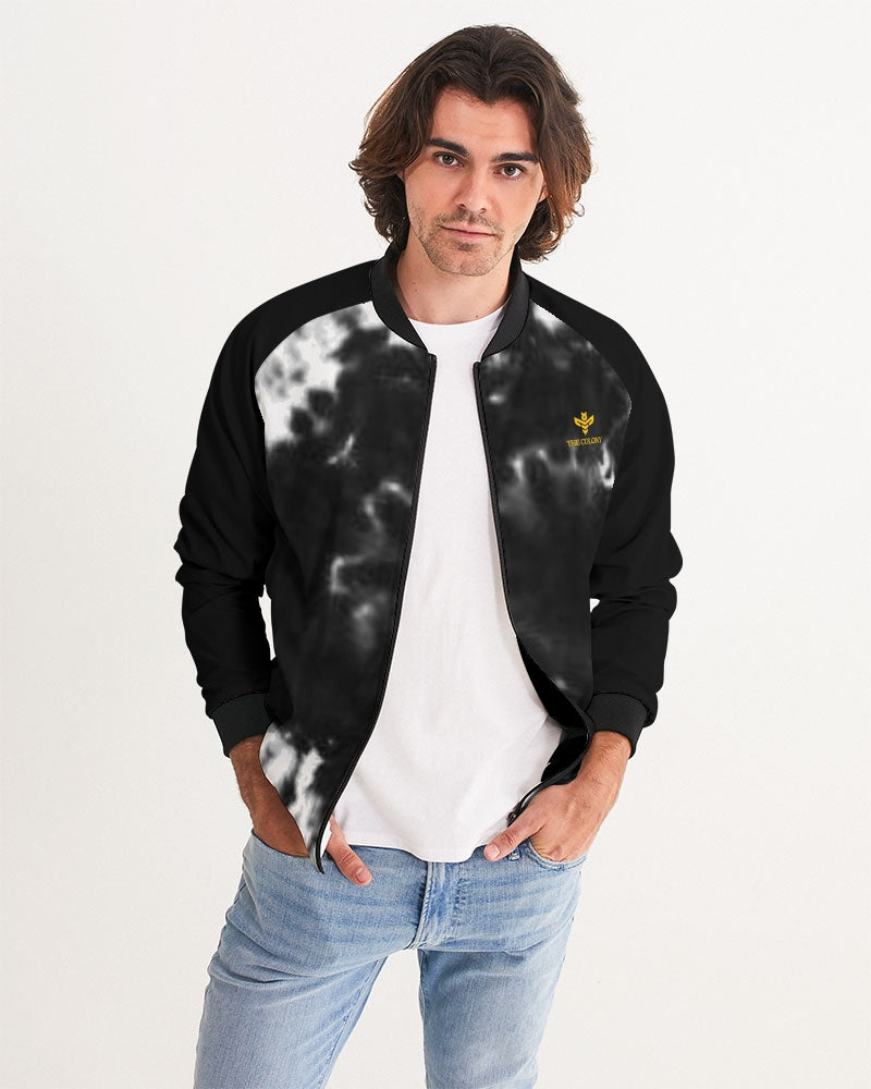 Black and White Tie dye Men's Bomber Jacket