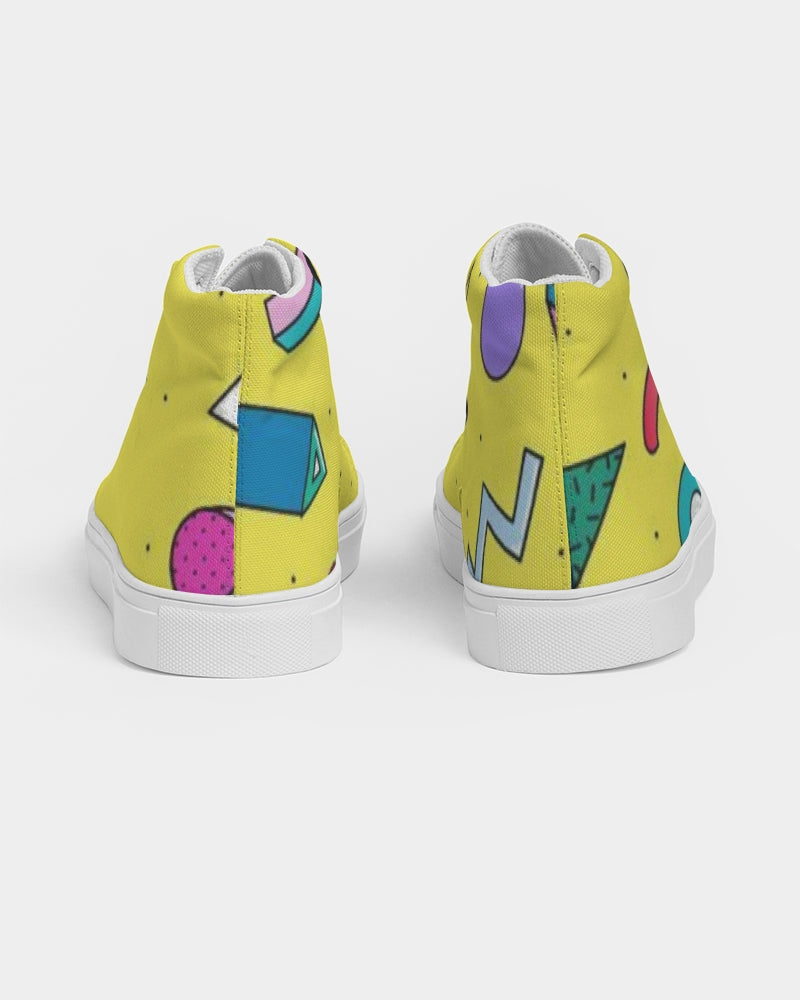 Yellow Geo Men's Hightop Canvas Shoe