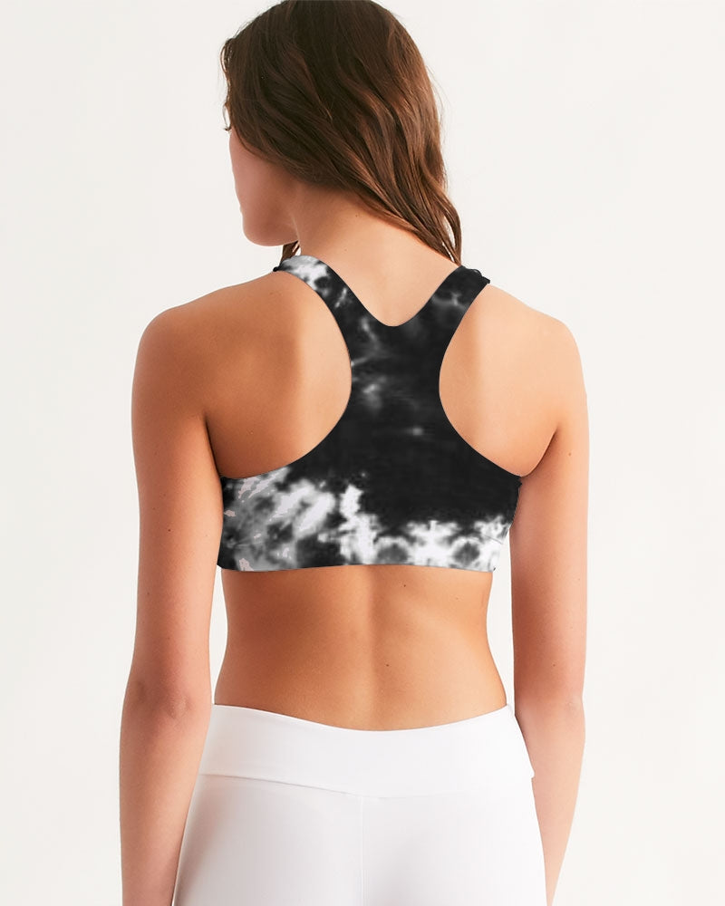 Black and White Tie dye Women's All-Over Print Seamless Sports Bra