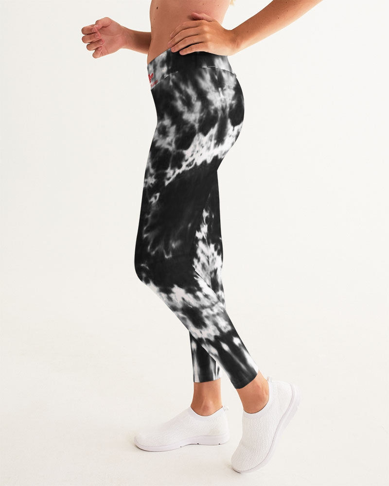 Black and White Tie dye Women's All-Over Print Yoga Pants