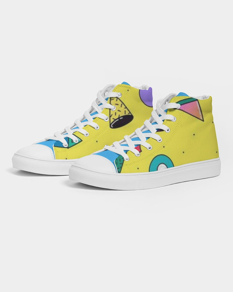 Yellow Geo Men's Hightop Canvas Shoe