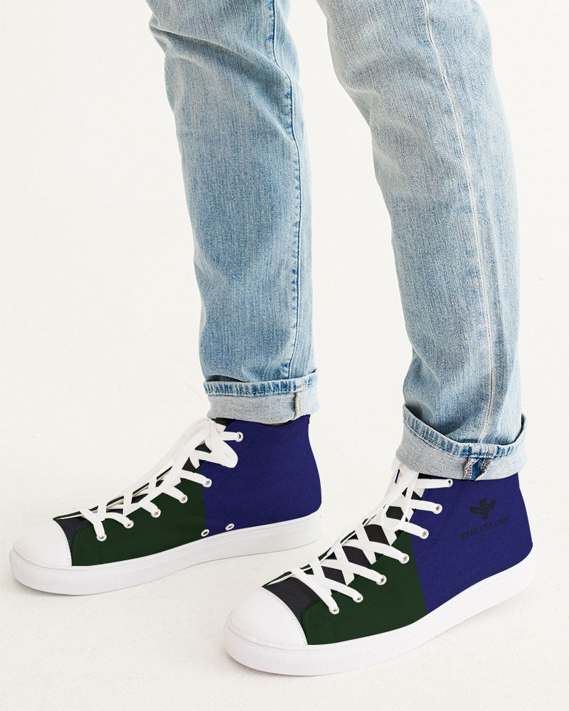Water and Earth Plaid Men's Hightop Canvas Shoe