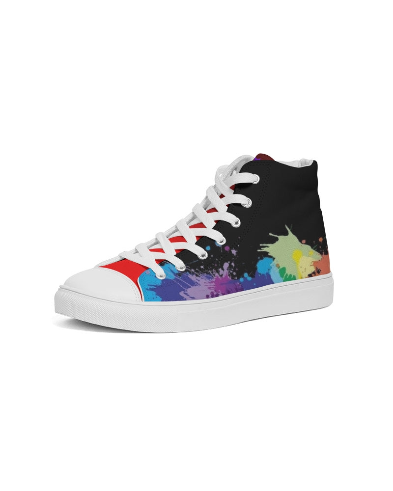 Black Color Splash Women's Hightop Canvas Shoe