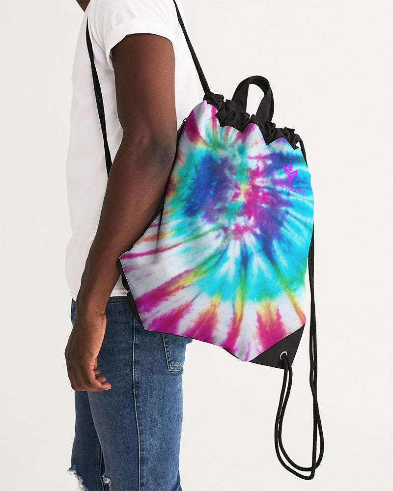 Pink Tie Dye Canvas Drawstring Bag