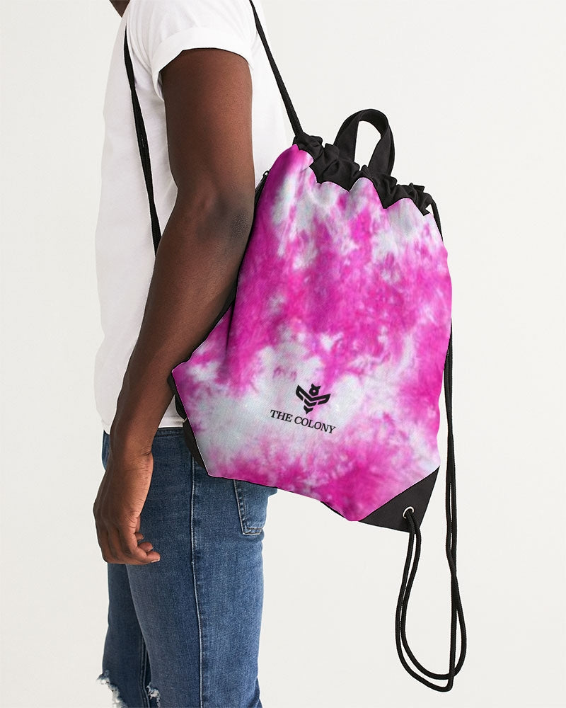 Pink Eye Tie Dye Canvas Drawstring Bag