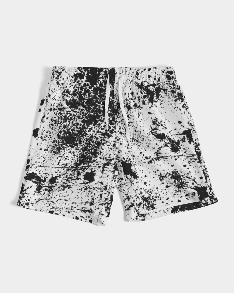 White and Black Tie Dye Men's Swim Trunk