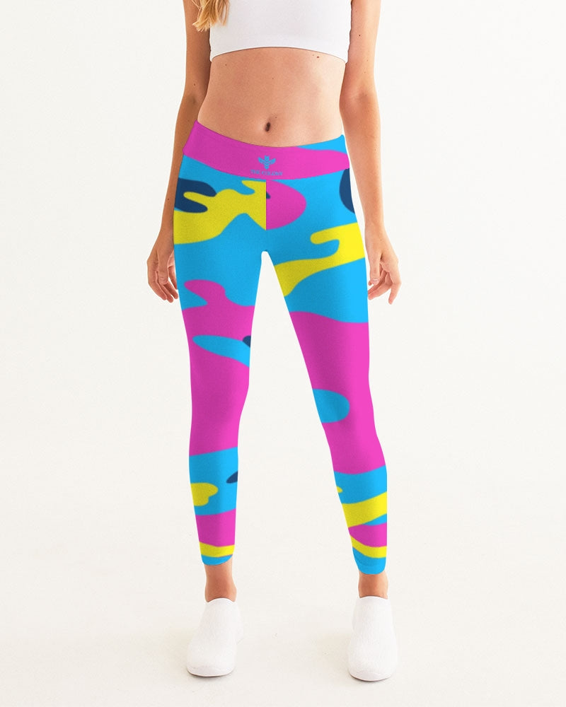 Pink and Light Blue Women's All-Over Print Yoga Pants