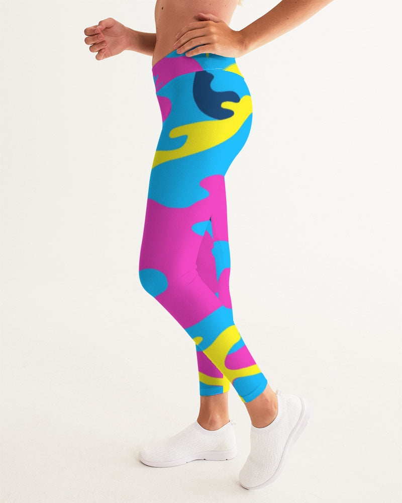 Pink and Light Blue Women's All-Over Print Yoga Pants