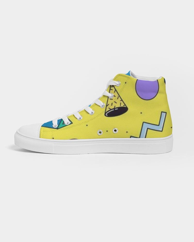 Yellow Geo Men's Hightop Canvas Shoe