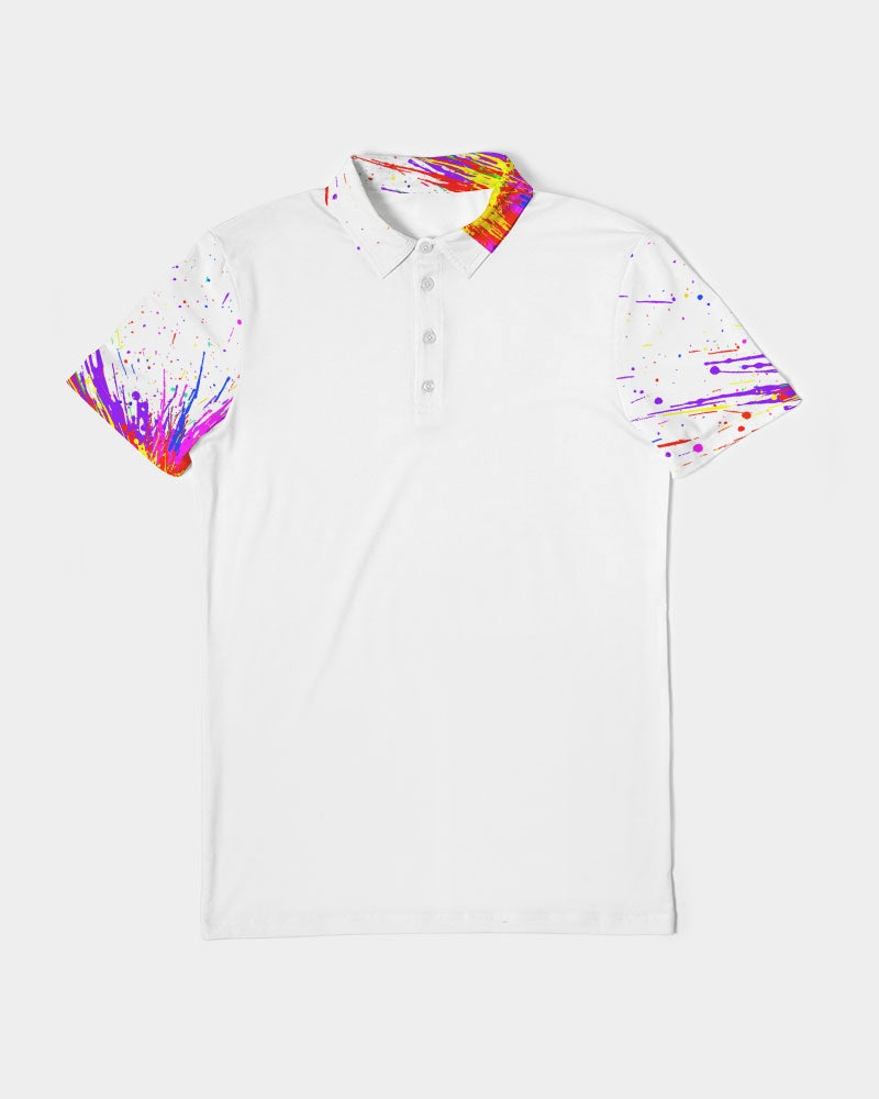 White Splash Men's Slim Fit Short Sleeve Polo