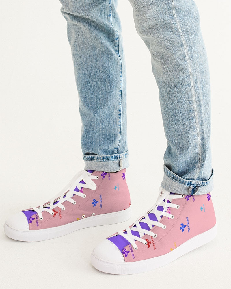 Pink Logo Men's Hightop Canvas Shoe