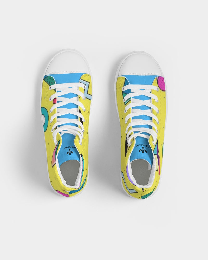 Yellow Geo Men's Hightop Canvas Shoe