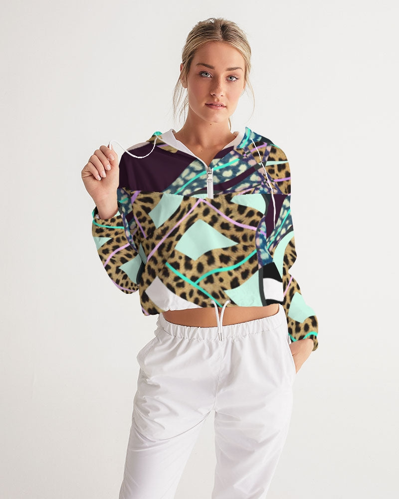 Multi colored 90s Ish Women's Cropped Windbreaker