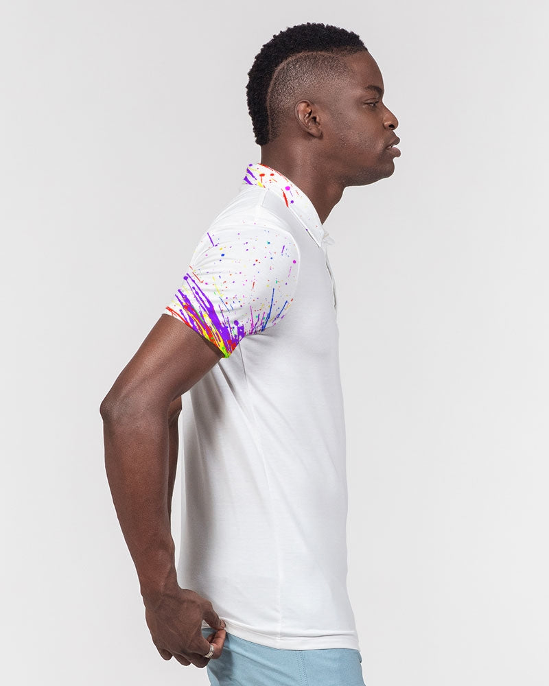 White Splash Men's Slim Fit Short Sleeve Polo