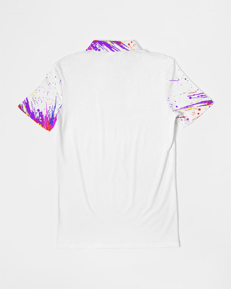 White Splash Men's Slim Fit Short Sleeve Polo