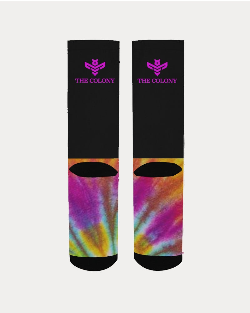 Tie Dye Pink and Black Men's Socks