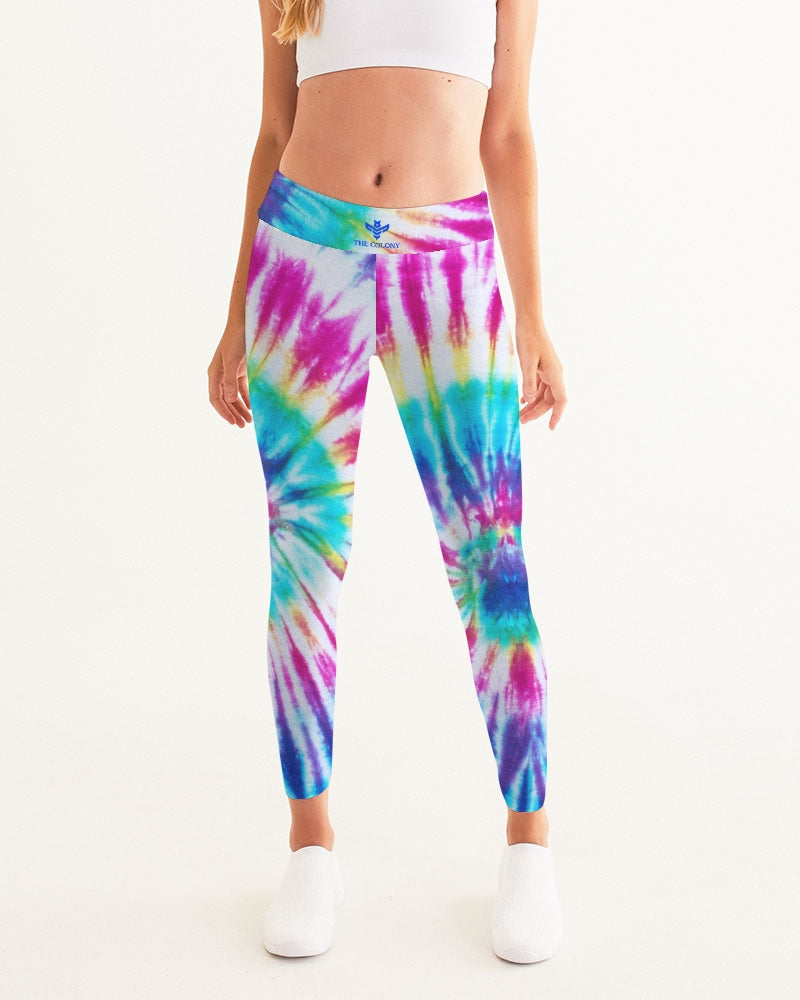 Pink Tie Dye Women's All-Over Print Yoga Pants
