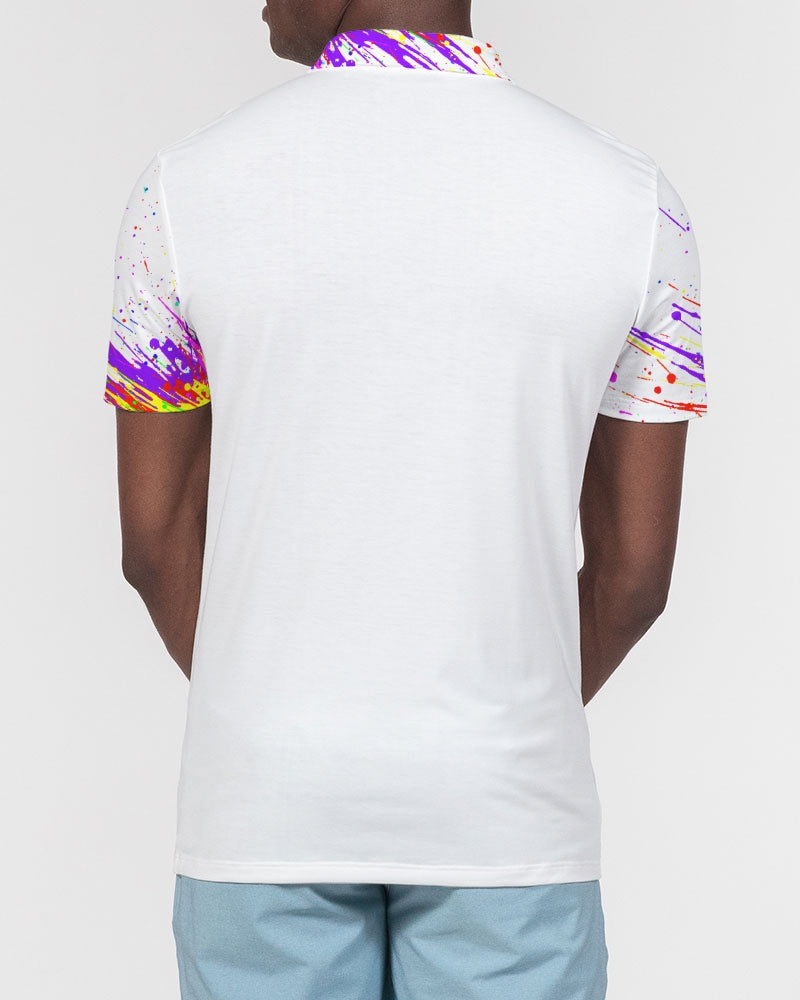 White Splash Men's Slim Fit Short Sleeve Polo