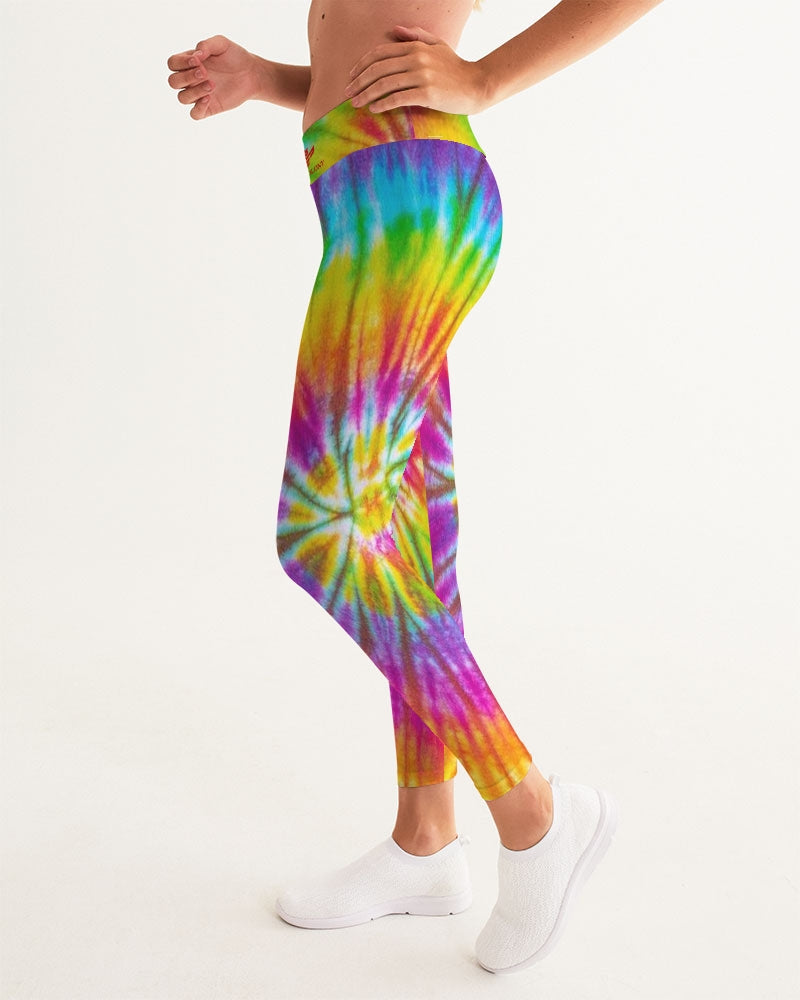 Tie Dye Pink and Black Women's All-Over Print Yoga Pants