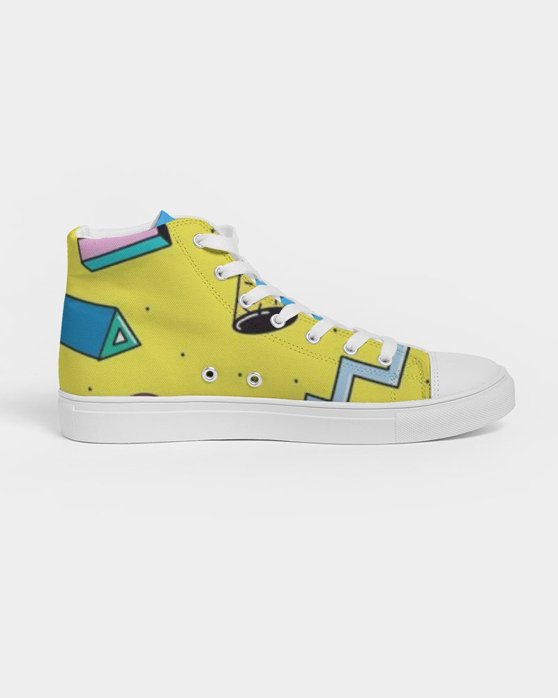 Yellow Geo Men's Hightop Canvas Shoe