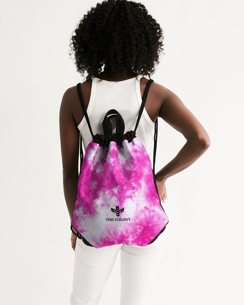 Pink Eye Tie Dye Canvas Drawstring Bag