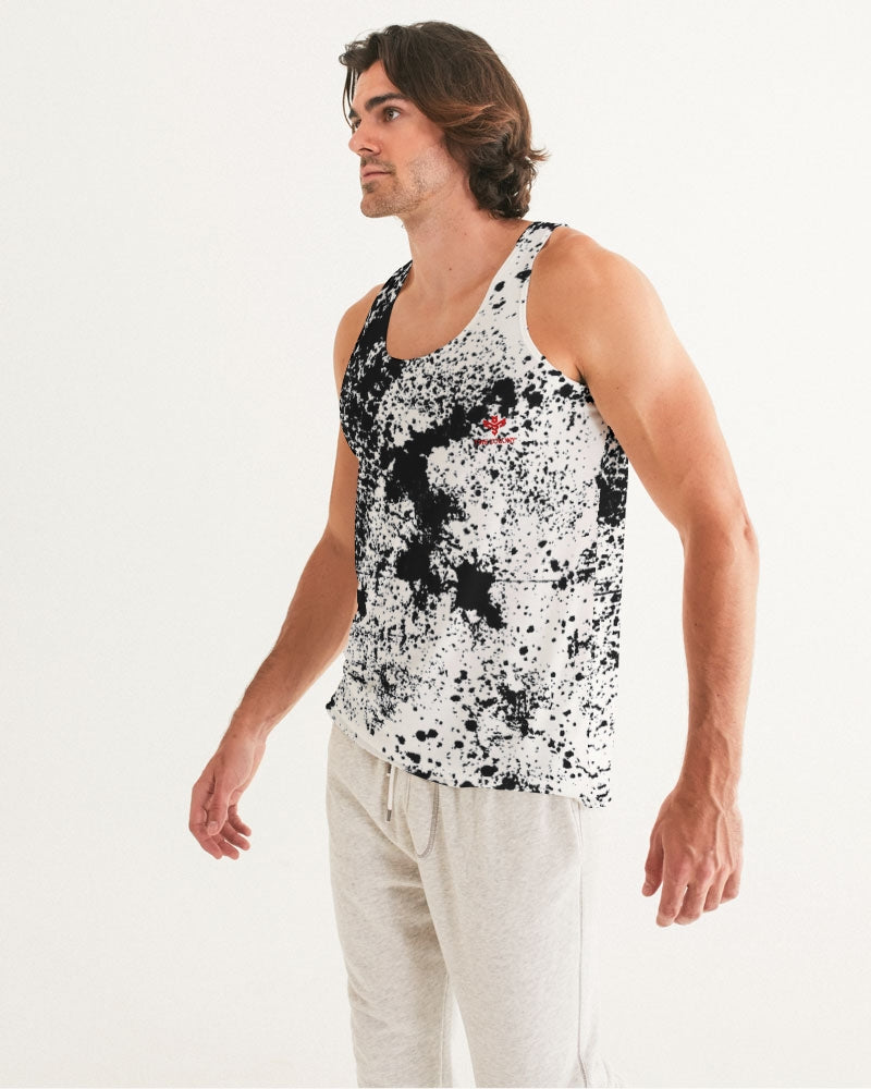 White and Black Tie Dye Men's Tank