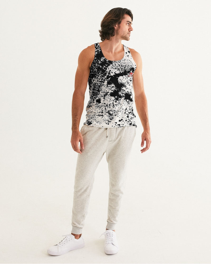White and Black Tie Dye Men's Tank