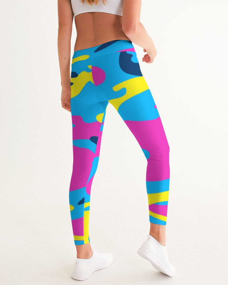 Pink and Light Blue Women's All-Over Print Yoga Pants