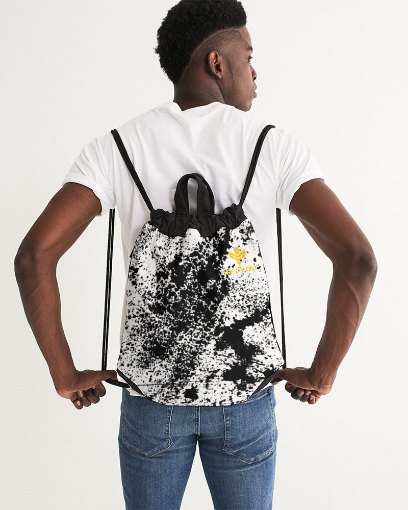 White and Black Tie Dye Canvas Drawstring Bag