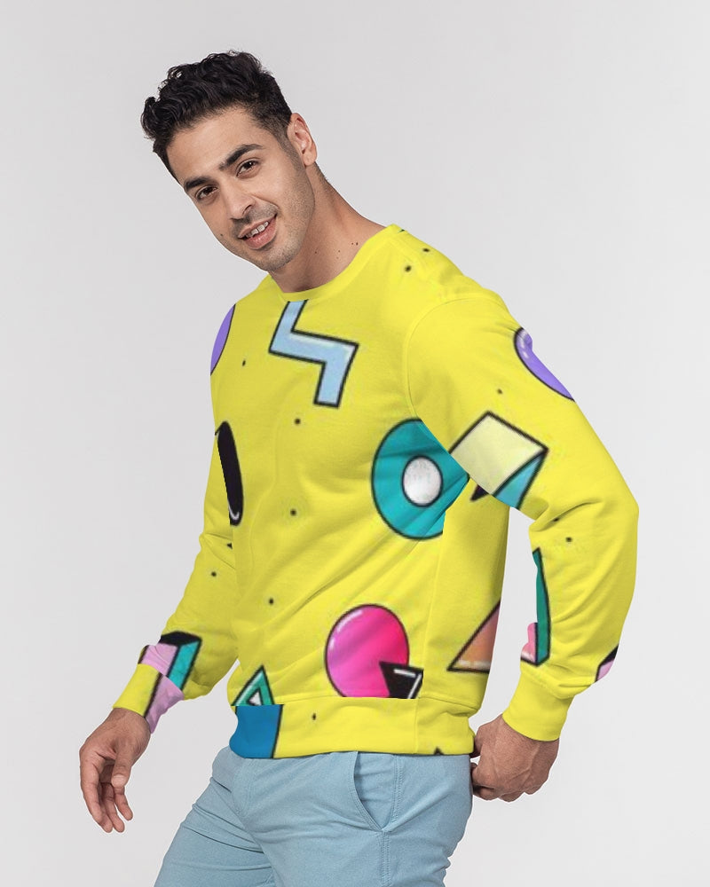 Yellow Geo Men's Classic French Terry Crewneck Pullover
