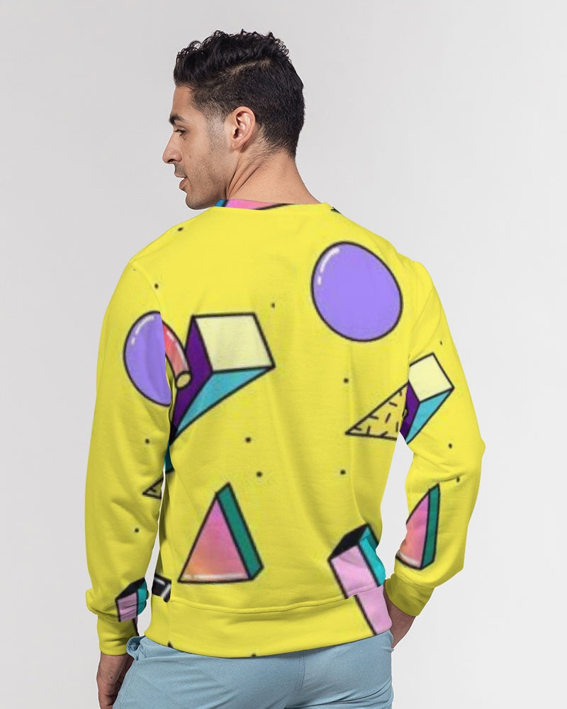 Yellow Geo Men's Classic French Terry Crewneck Pullover