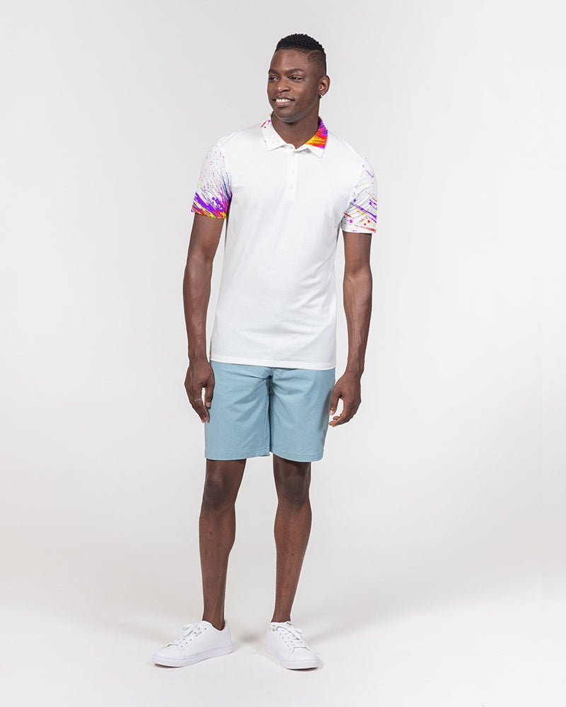 White Splash Men's Slim Fit Short Sleeve Polo