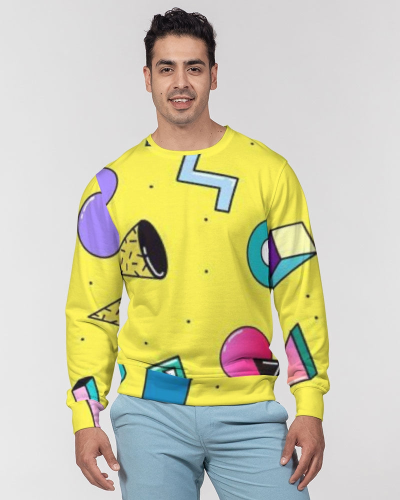 Yellow Geo Men's Classic French Terry Crewneck Pullover