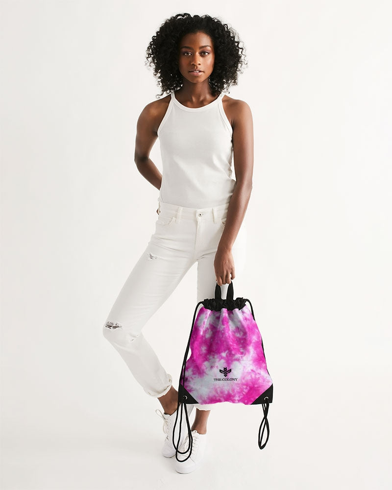 Pink Eye Tie Dye Canvas Drawstring Bag