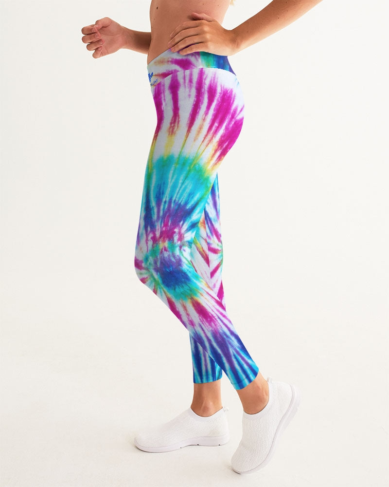 Pink Tie Dye Women's All-Over Print Yoga Pants