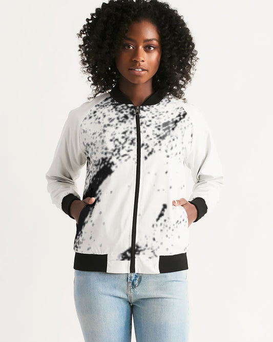 White and Black Tie Dye Women's Bomber Jacket