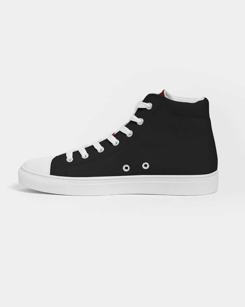 Black Color Splash Women's Hightop Canvas Shoe