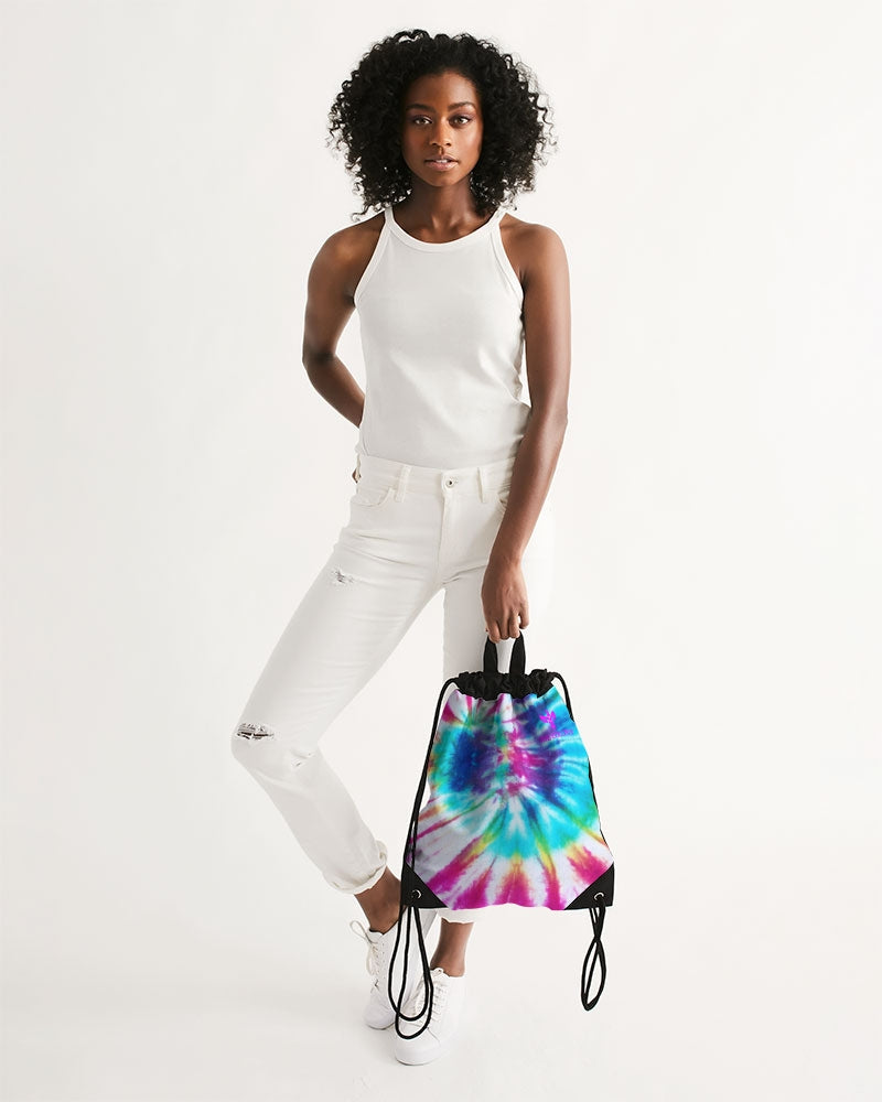 Pink Tie Dye Canvas Drawstring Bag
