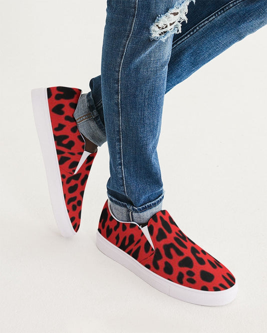 Red Leopard Men's Slip-On Canvas Shoe