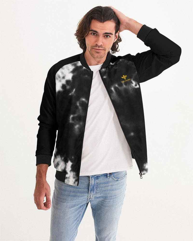 Black and White Tie dye Men's Bomber Jacket