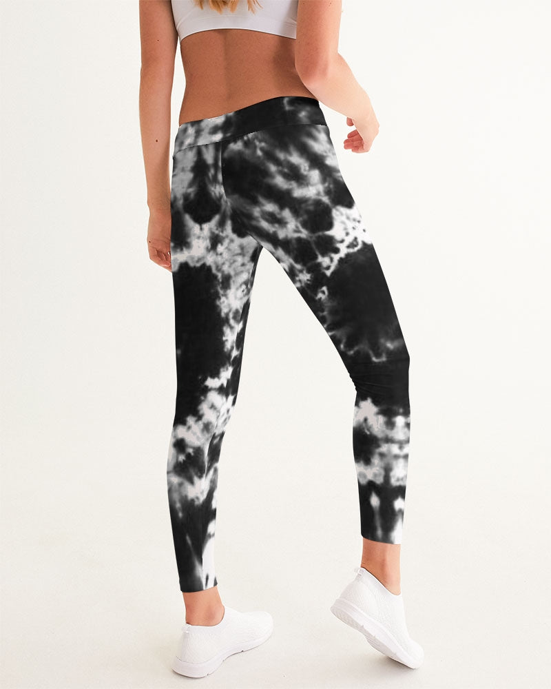 Black and White Tie dye Women's All-Over Print Yoga Pants