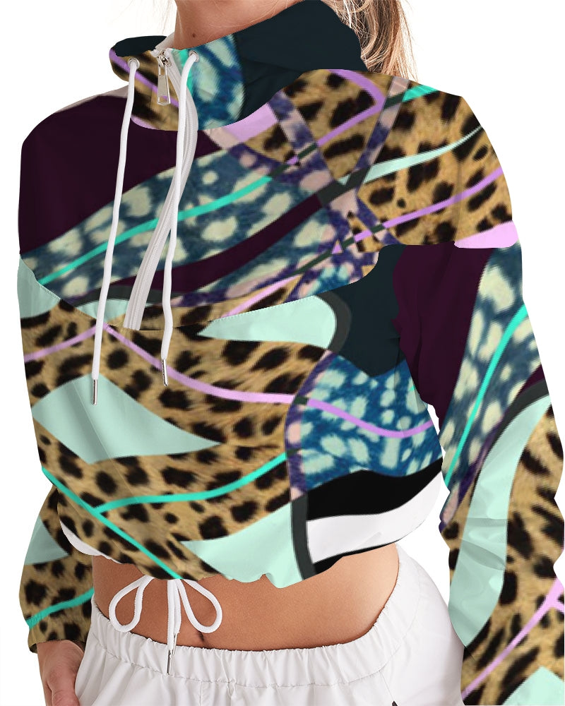 Multi colored 90s Ish Women's Cropped Windbreaker