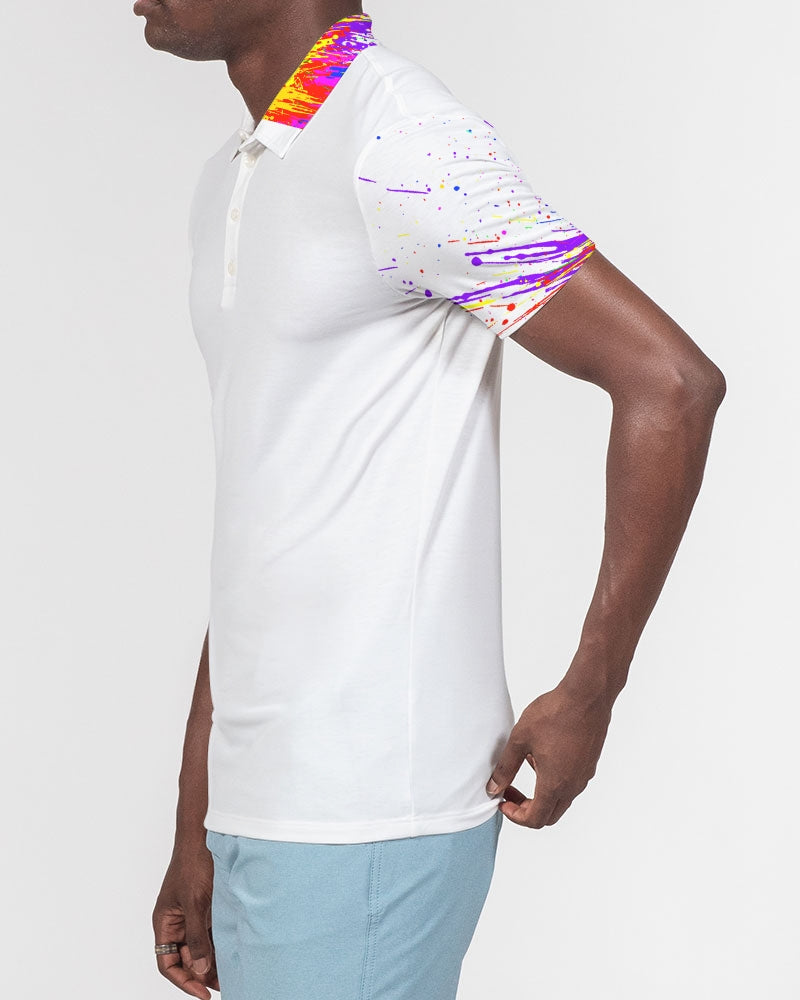 White Splash Men's Slim Fit Short Sleeve Polo